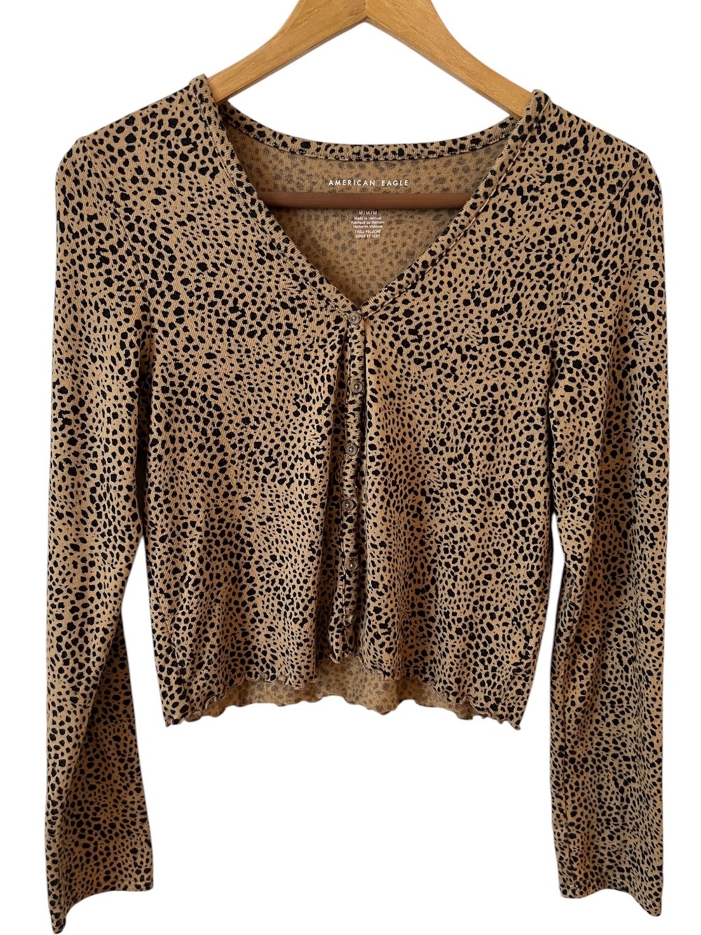 American Eagle Soft & Sexy Plush Collection Leopard Print Cardigan Sz: M